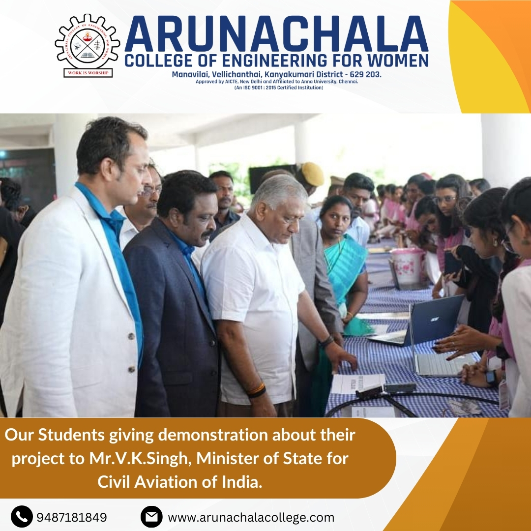 Our Students giving demonstration about their project to Mr.V.K.Singh, Minister of State for Civil Aviation of India.